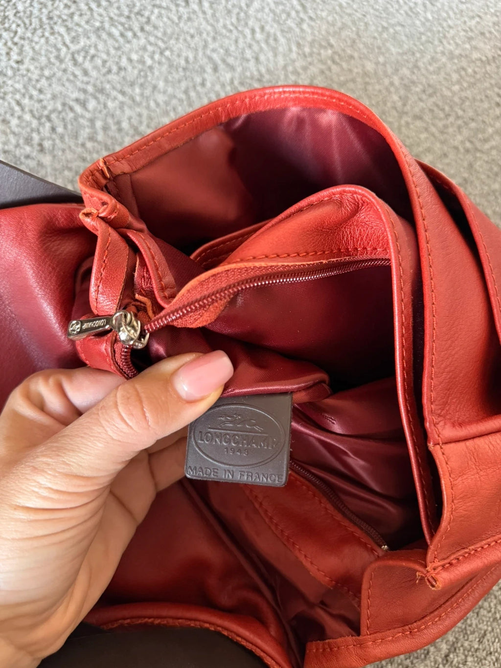 Longchamp balzan burgundy brown leather crossbody bag - view 15