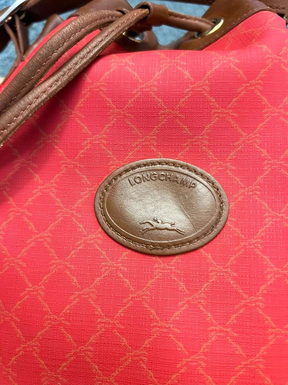 Longchamp red canvas vintage bucket bag - view 4