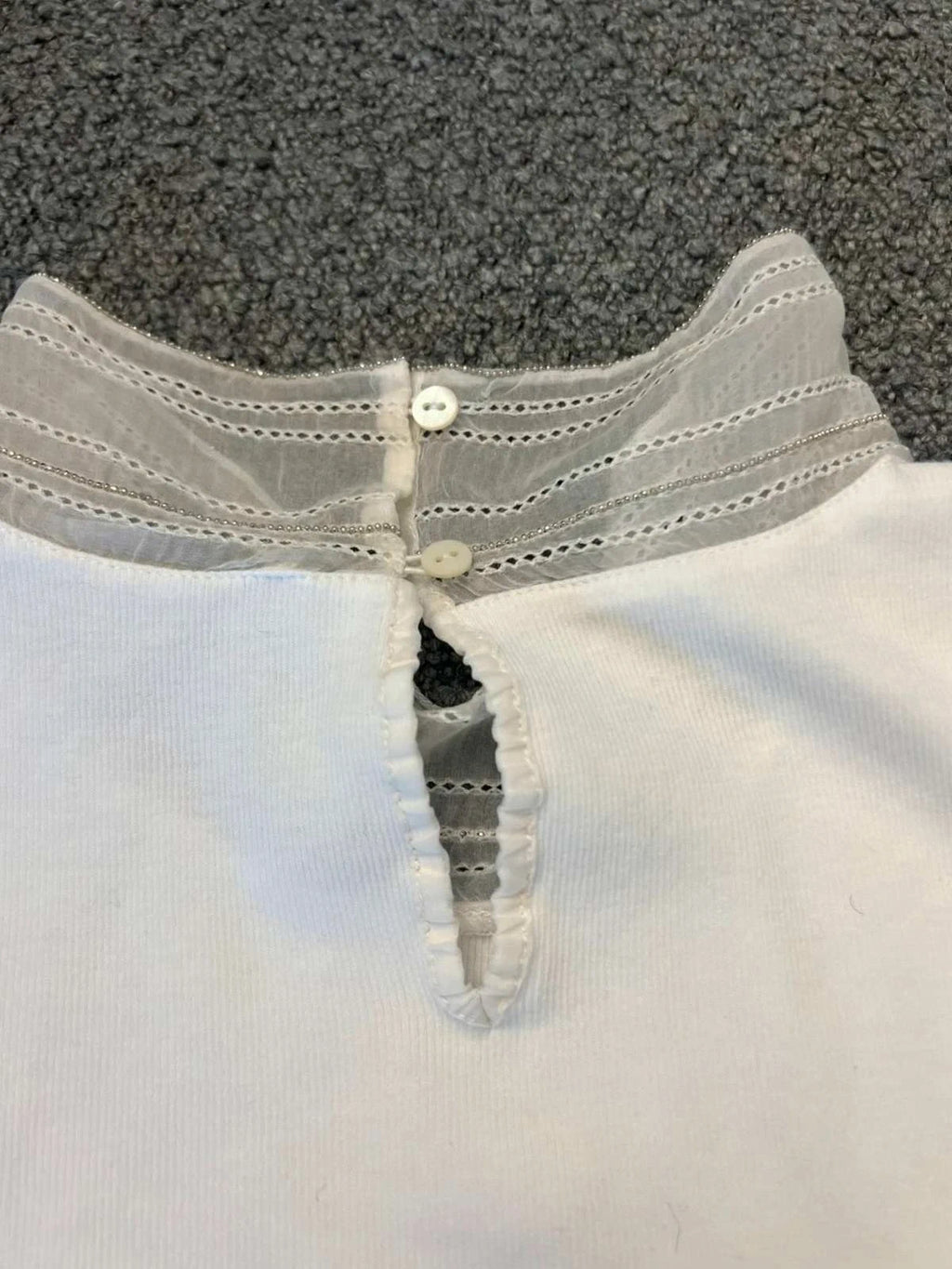 Fabiana Filippi white cotton silk collar t-shirt blouse - view 8