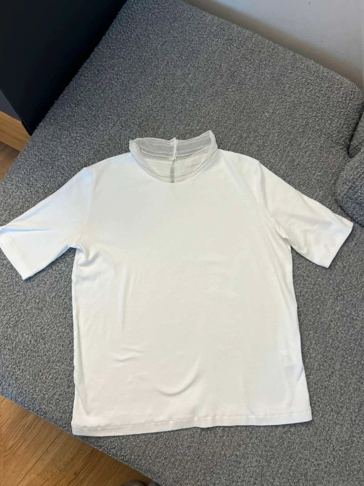 Fabiana Filippi white cotton silk collar t-shirt blouse