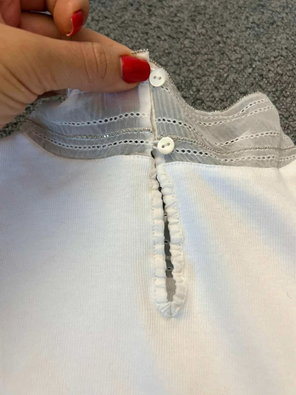 Fabiana Filippi white cotton silk collar t-shirt blouse - view 9