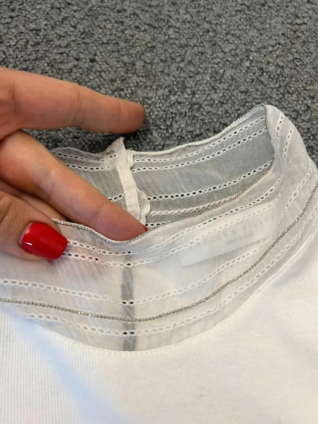 Fabiana Filippi white cotton silk collar t-shirt blouse - view 5