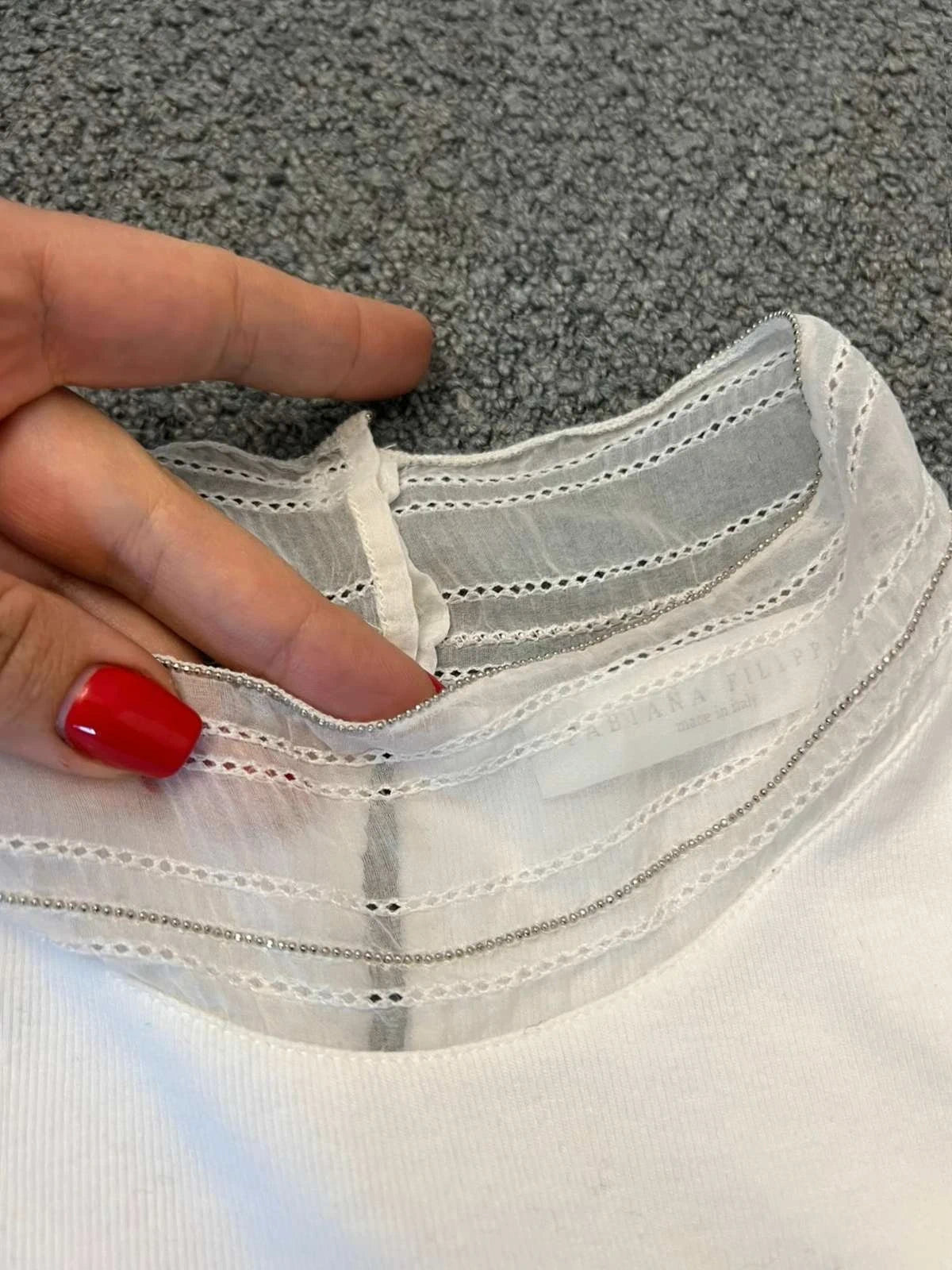 Fabiana Filippi white cotton silk collar t-shirt blouse - view 5