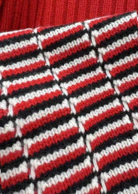 Eric Bompard red woven wool cashmere scarf - view 4