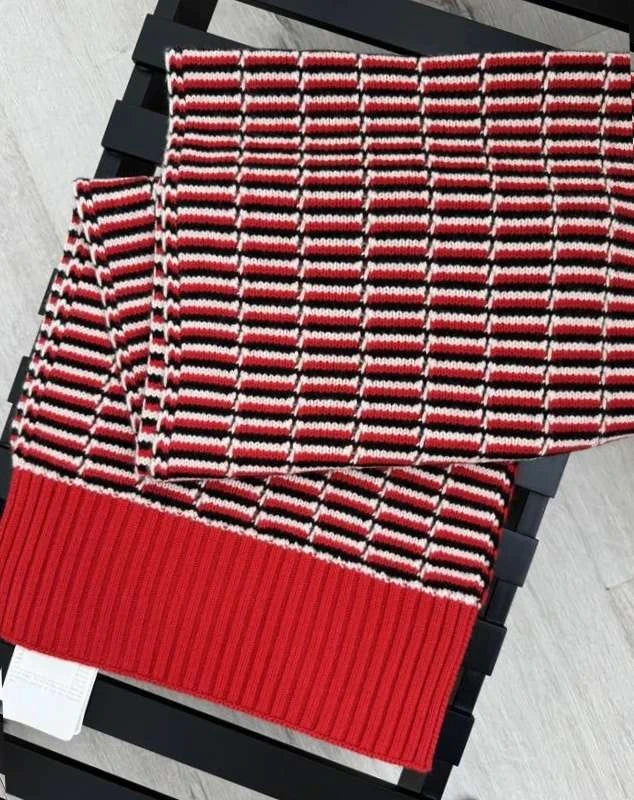 Eric Bompard red woven wool cashmere scarf - view 5