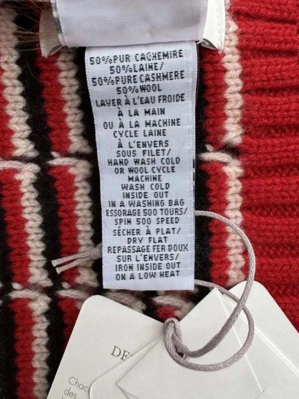 Eric Bompard red woven wool cashmere scarf - view 2