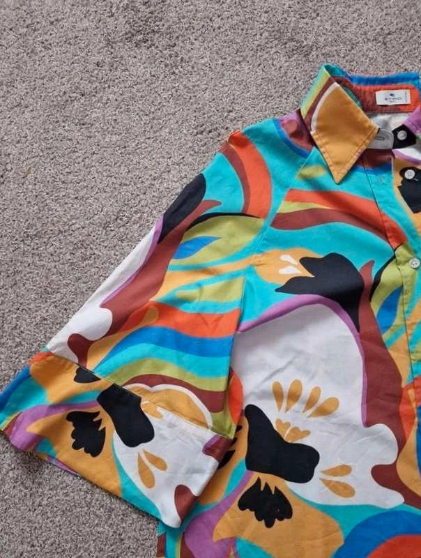 Etro cotton shirt with all over floral print - view 3
