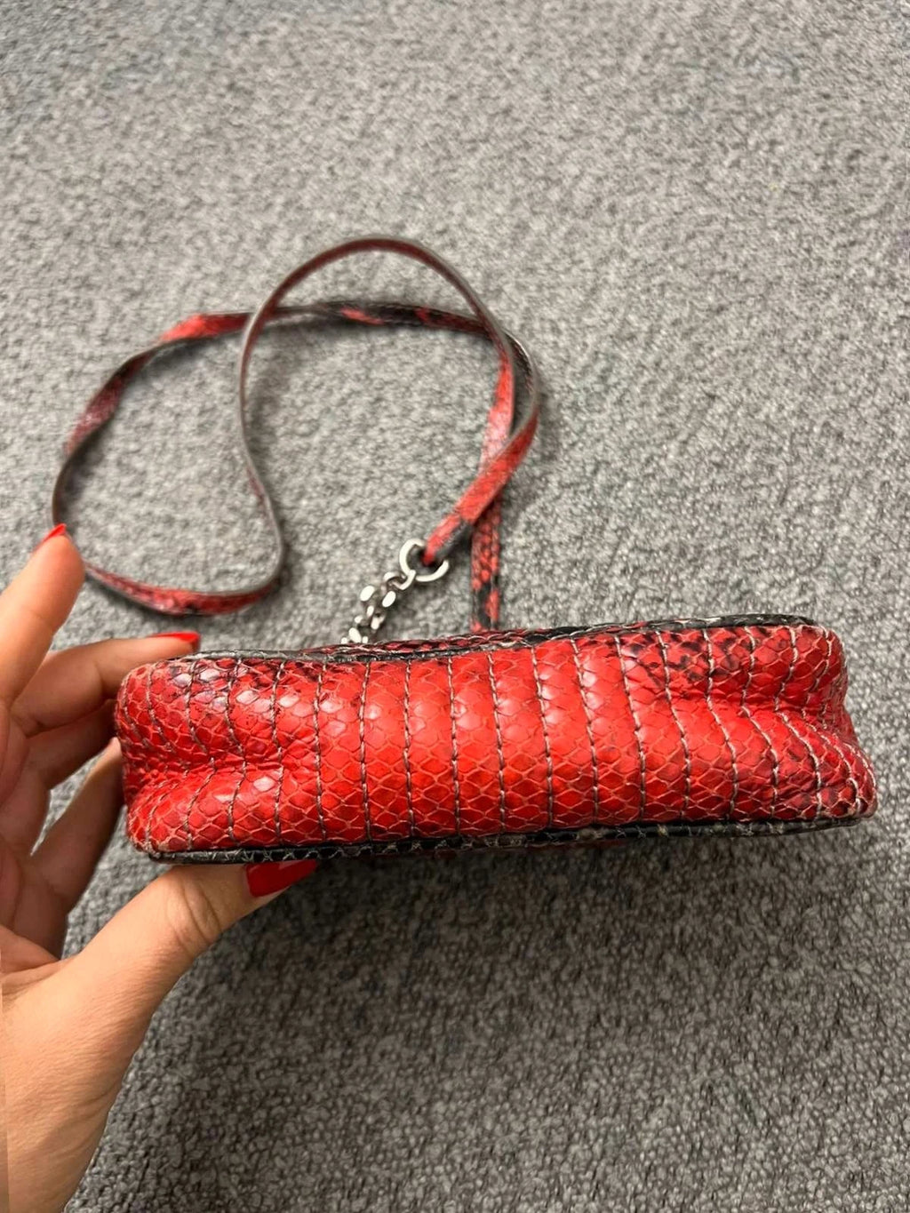 Zadig & Voltaire xs boxy mat snake red grey leather bag - view 7