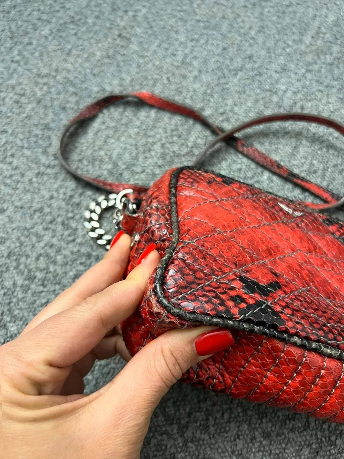Zadig & Voltaire xs boxy mat snake red grey leather bag - view 4