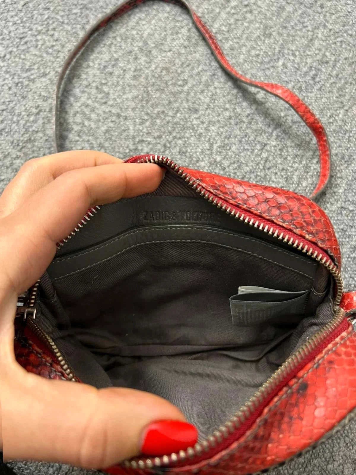 Zadig & Voltaire xs boxy mat snake red grey leather bag - view 10