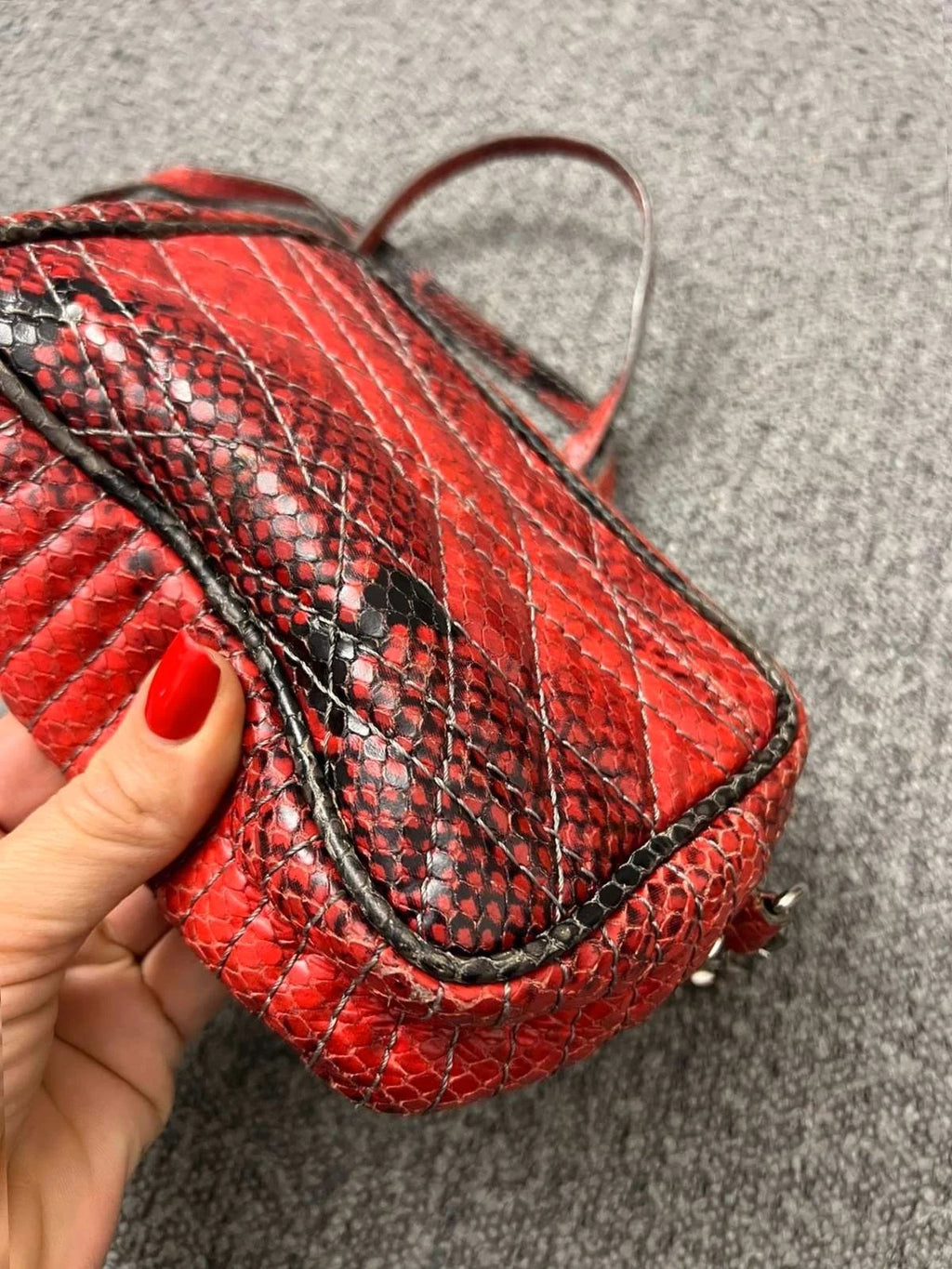 Zadig & Voltaire xs boxy mat snake red grey leather bag - view 5