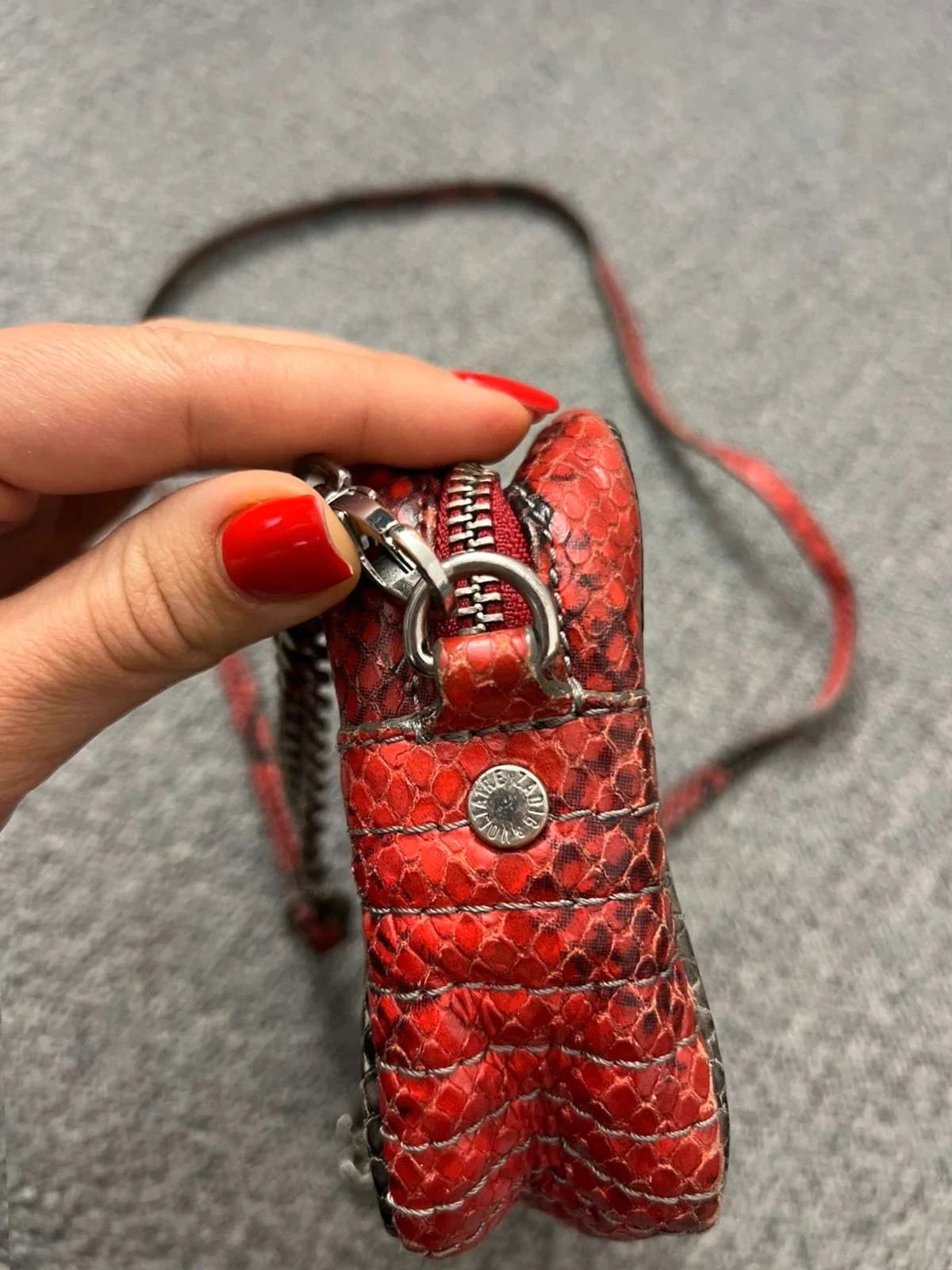 Zadig & Voltaire xs boxy mat snake red grey leather bag - view 9