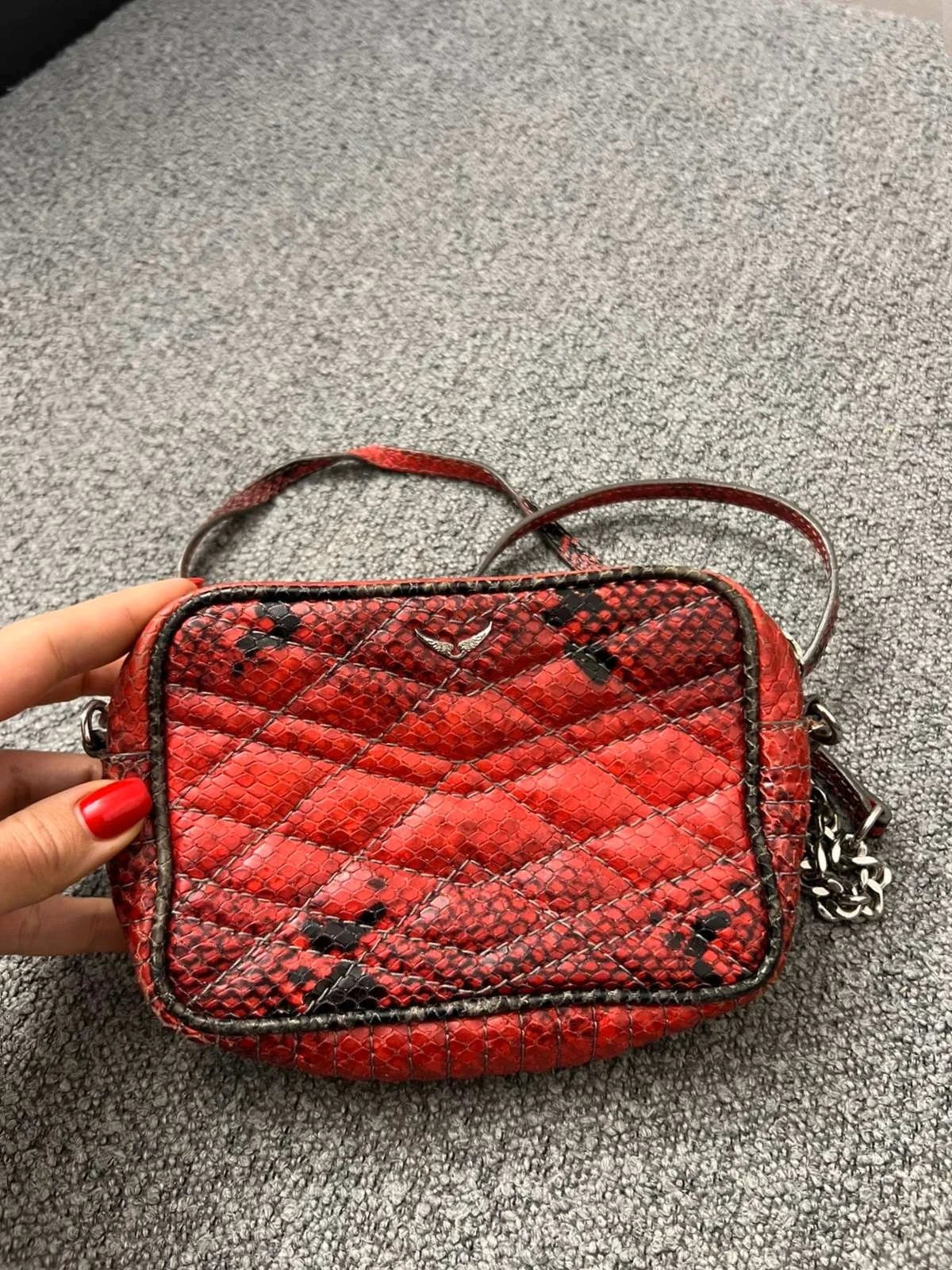 Zadig & Voltaire xs boxy mat snake red grey leather bag - view 2