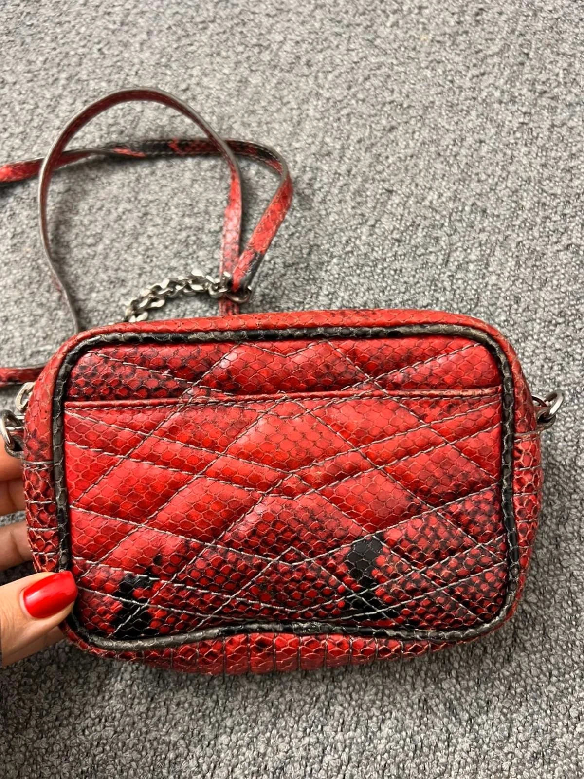Zadig & Voltaire xs boxy mat snake red grey leather bag - view 6