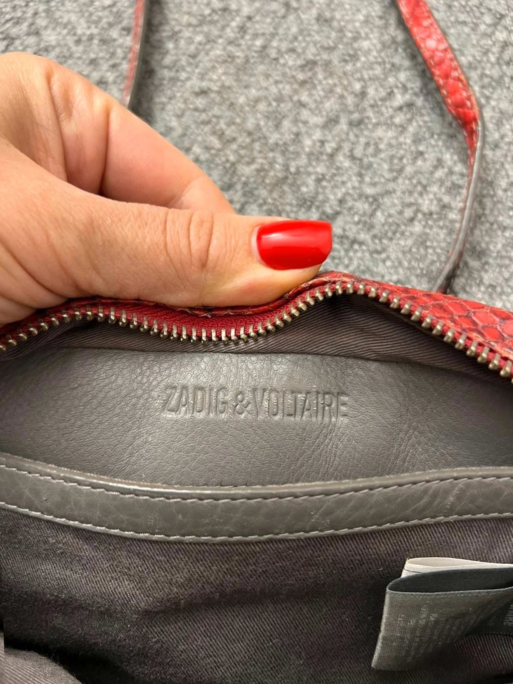 Zadig & Voltaire xs boxy mat snake red grey leather bag - view 11