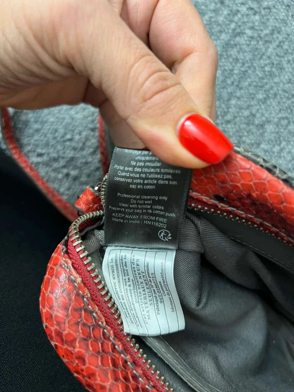 Zadig & Voltaire xs boxy mat snake red grey leather bag - view 13
