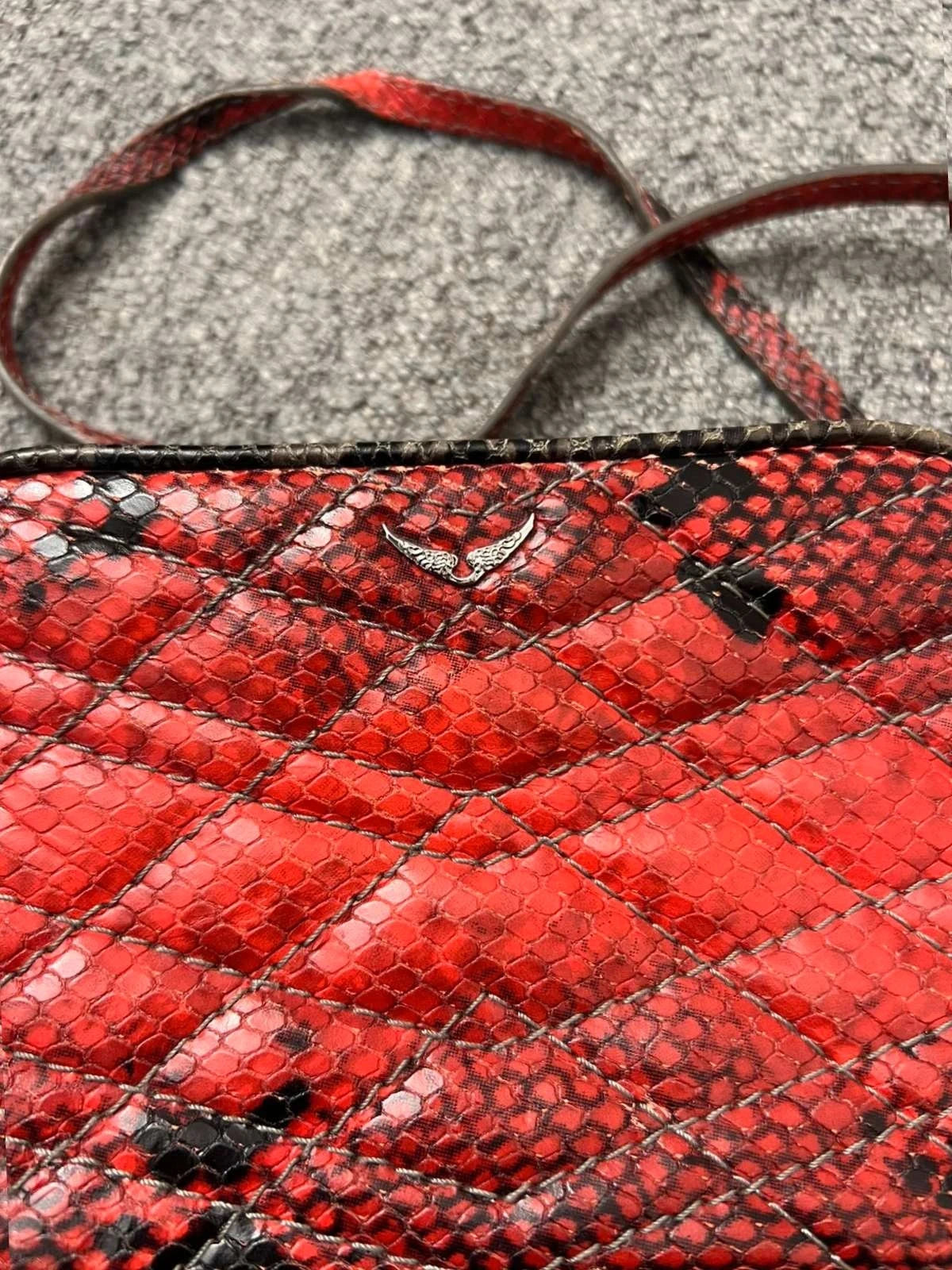 Zadig & Voltaire xs boxy mat snake red grey leather bag - view 3