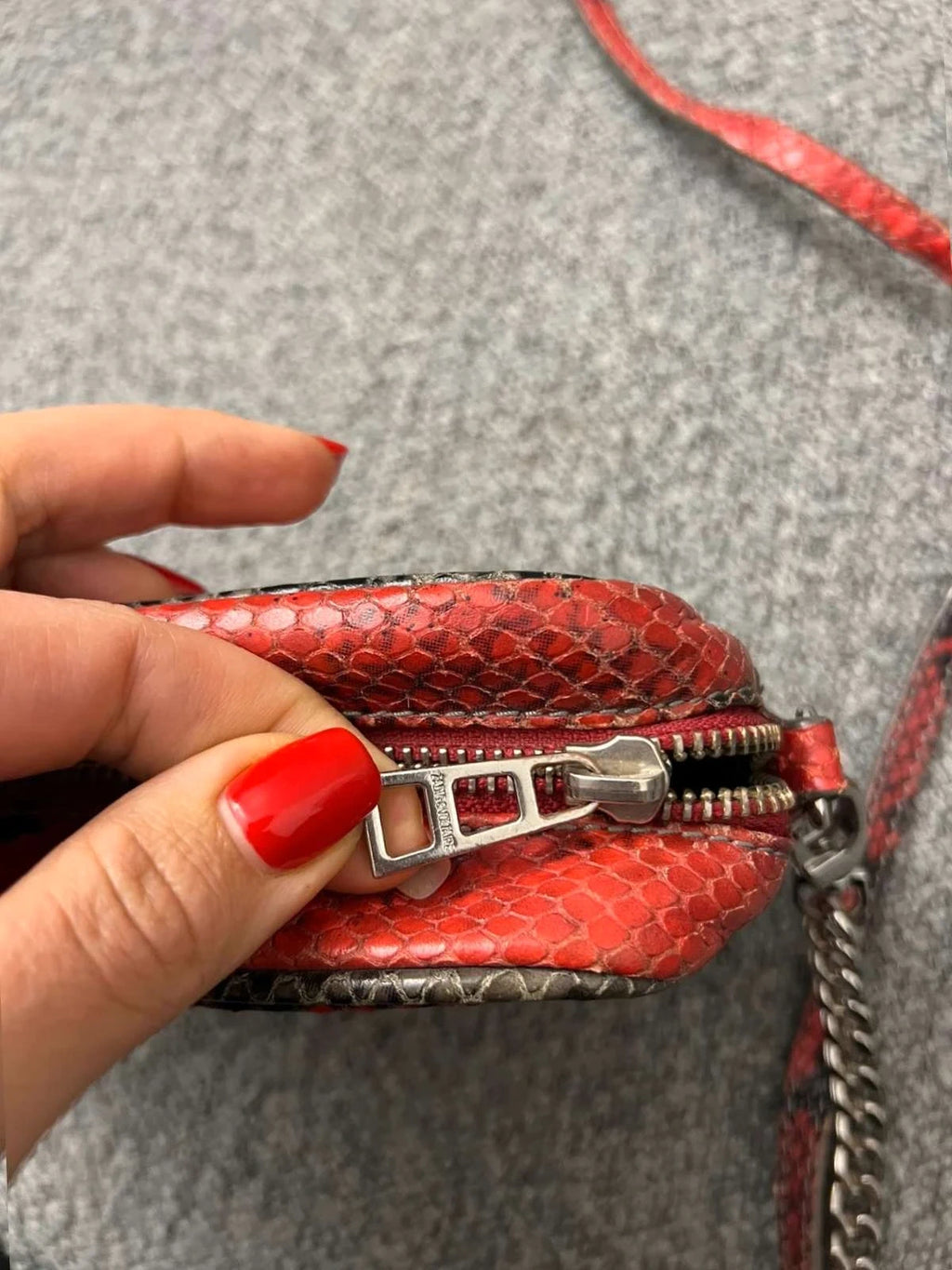 Zadig & Voltaire xs boxy mat snake red grey leather bag - view 8