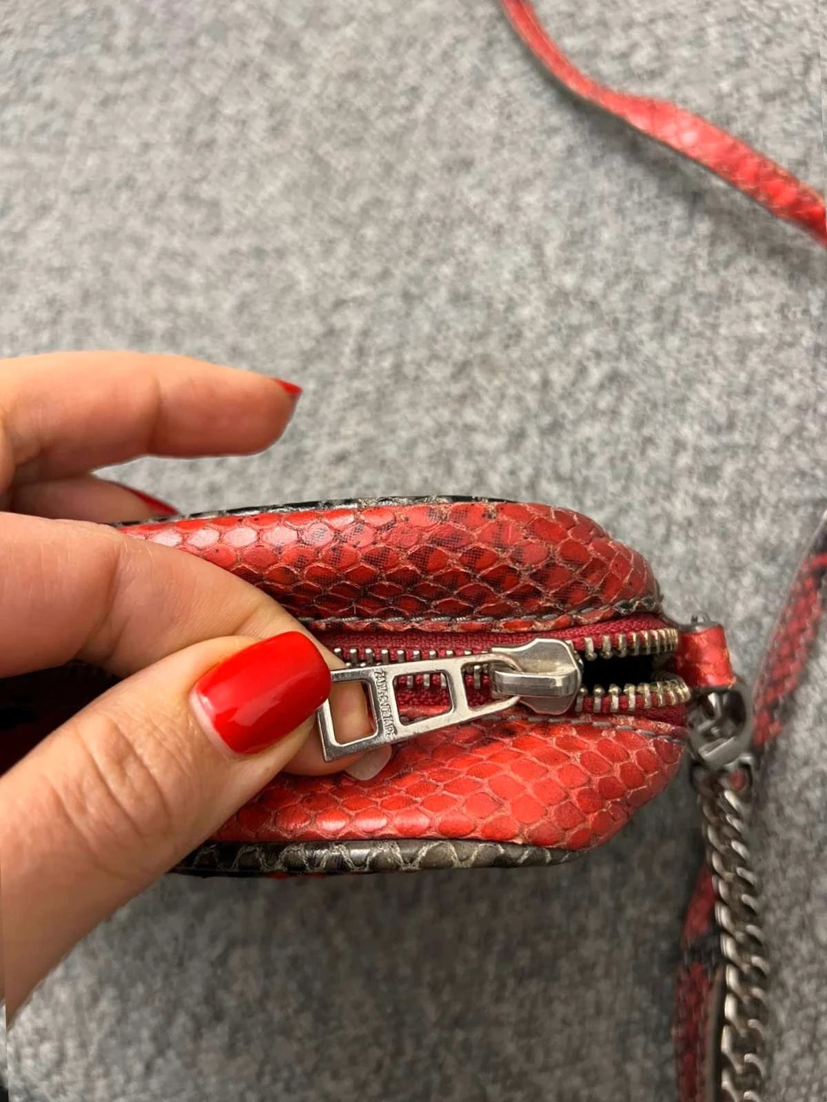 Zadig & Voltaire xs boxy mat snake red grey leather bag - view 8