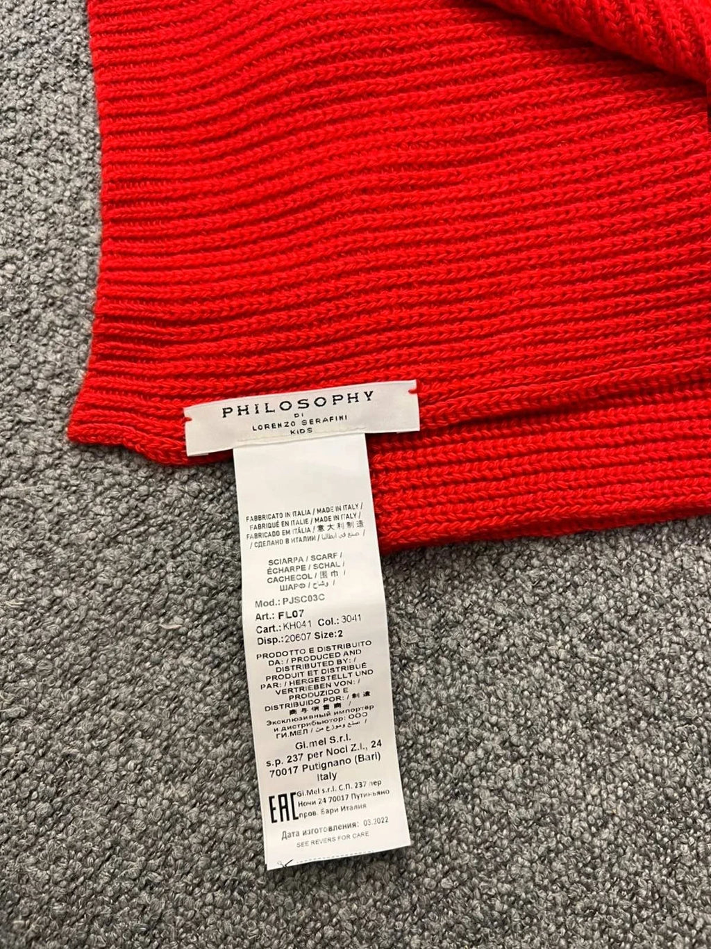 Philosophy by Lorenzo Serafini new red wool scarf - view 3