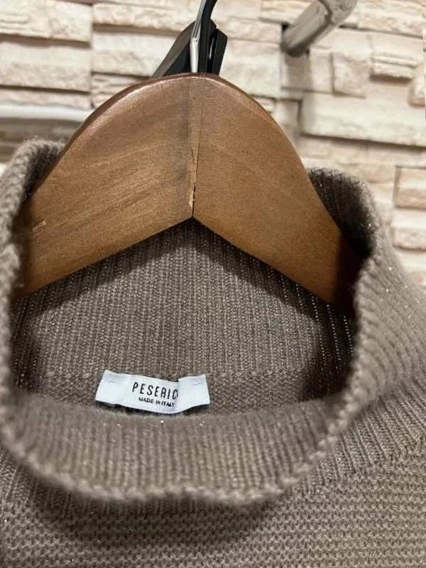Peserico taupe wool silk turtleneck sweater - view 4