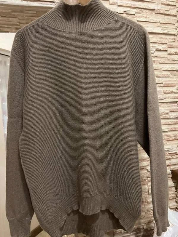 Peserico taupe wool silk turtleneck sweater
