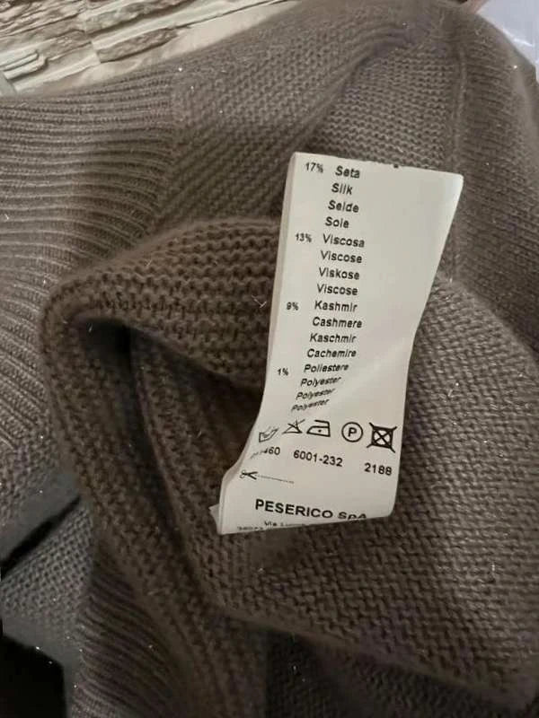 Peserico taupe wool silk turtleneck sweater - view 7