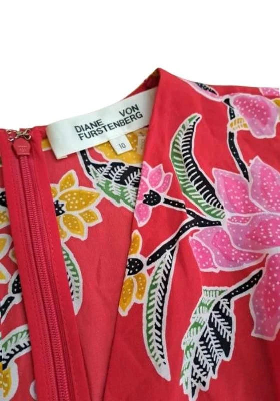 Diane von Furstenberg red floral silk jumpsuit - view 4