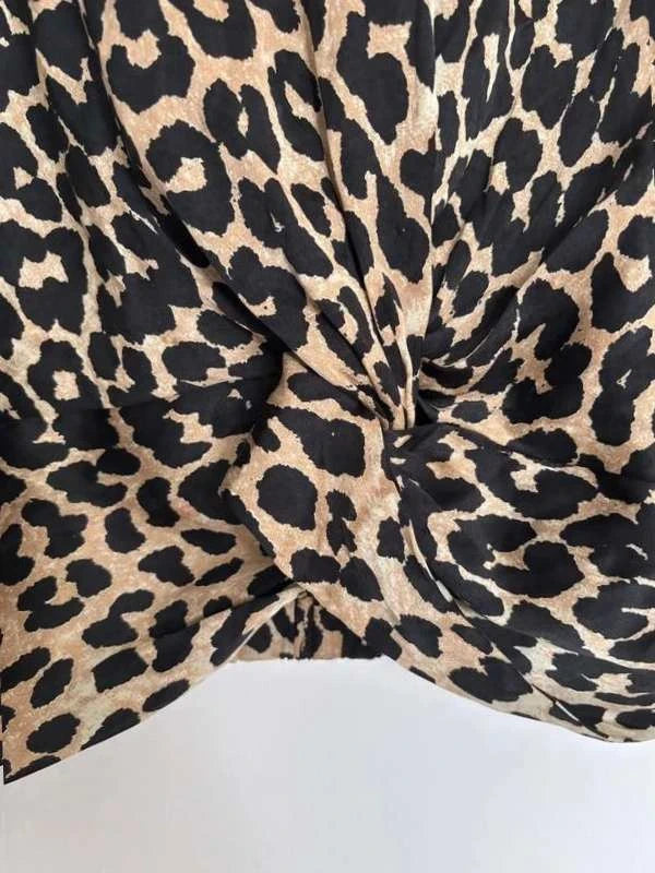 Ganni silk leopard crop top blouse - view 4