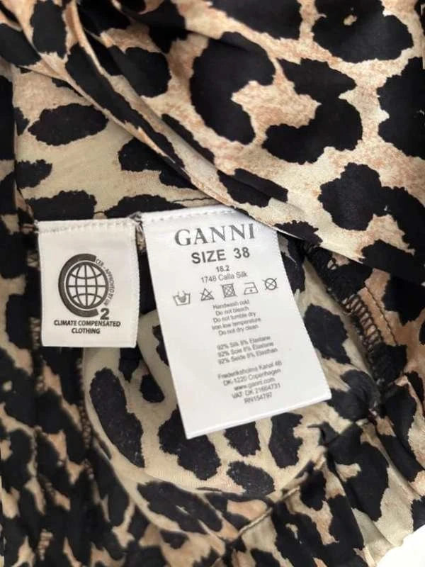 Ganni silk leopard crop top blouse - view 6