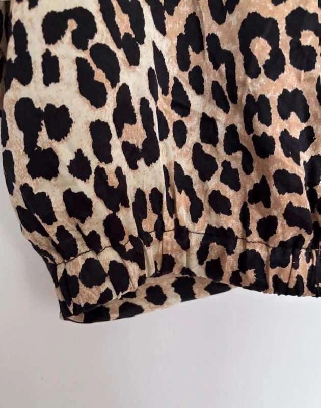 Ganni silk leopard crop top blouse - view 5