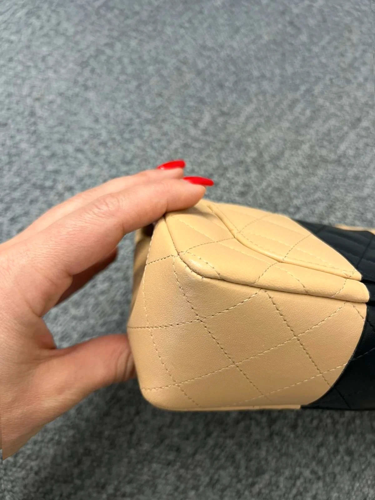 Chanel rare bicolor beige and black quilted leather mini crossbody bag - view 7