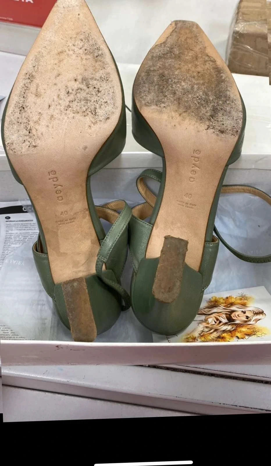 Aeyde khaki green heeled sandals - view 5