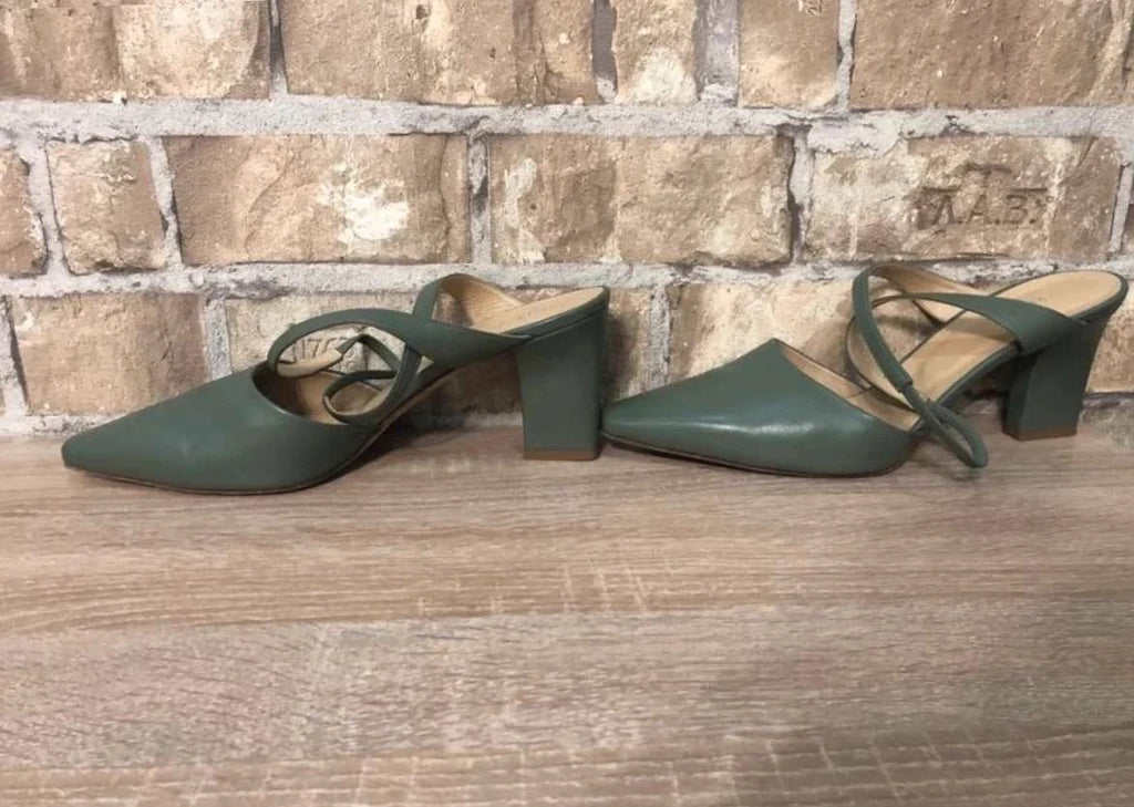 Aeyde khaki green heeled sandals