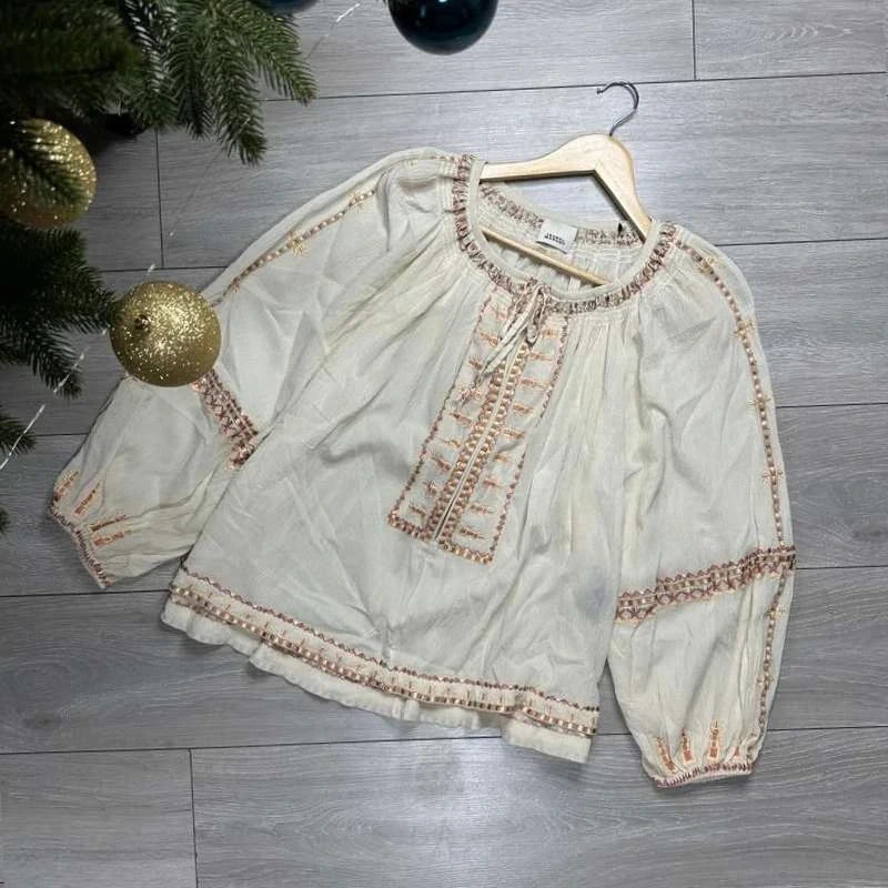 Isabel Marant Clive top cotton silk embroidered blouse