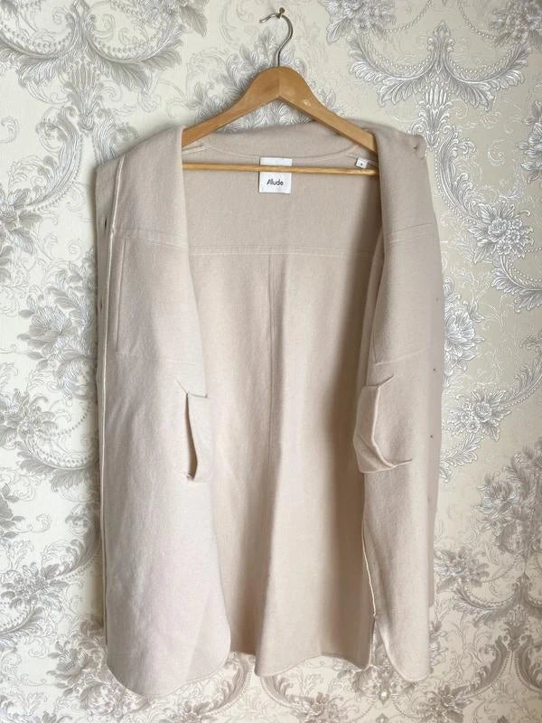 Allude cream wool cashmere coat cardigan - view 4