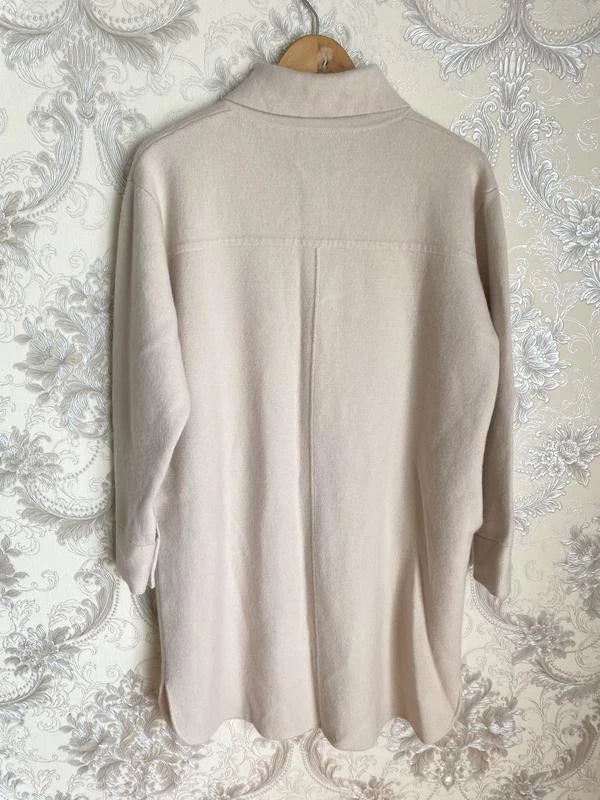 Allude cream wool cashmere coat cardigan - view 3