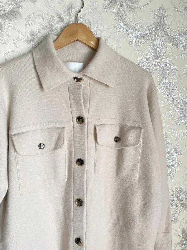 Allude cream wool cashmere coat cardigan - view 2