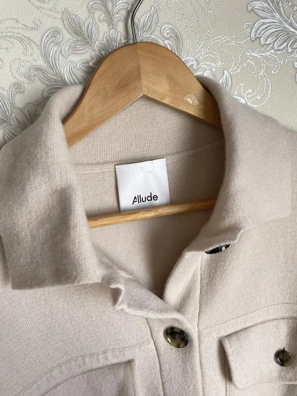Allude cream wool cashmere coat cardigan - view 5