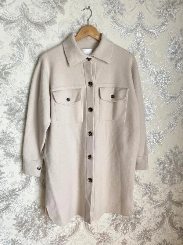 Allude cream wool cashmere coat cardigan