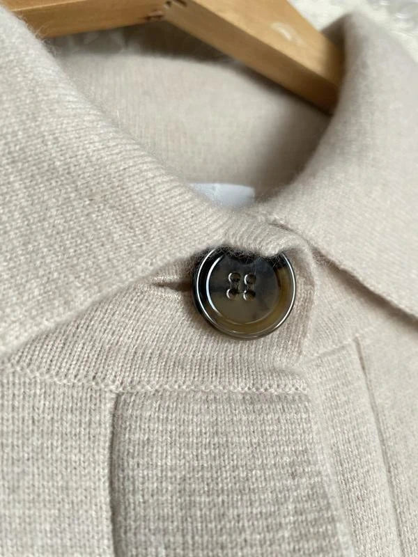 Allude cream wool cashmere coat cardigan - view 6