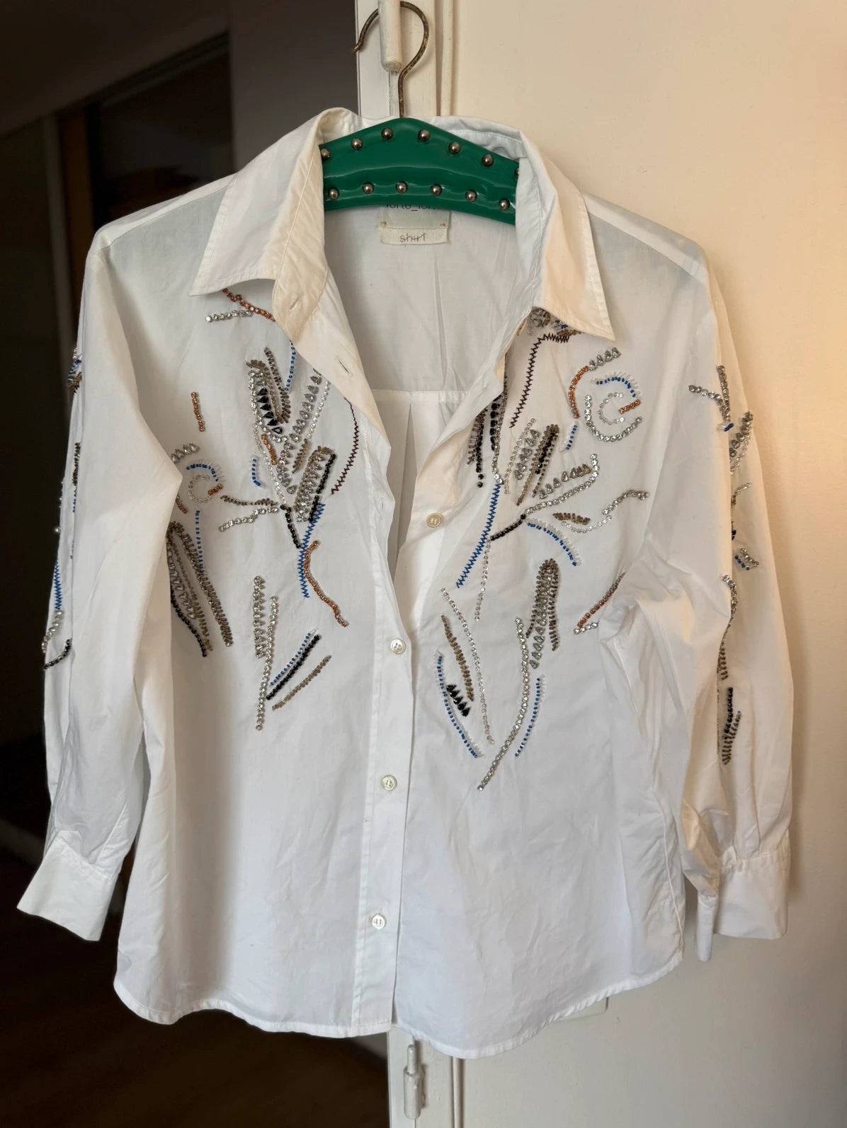 Forte Forte white shirt embroidered with crystals