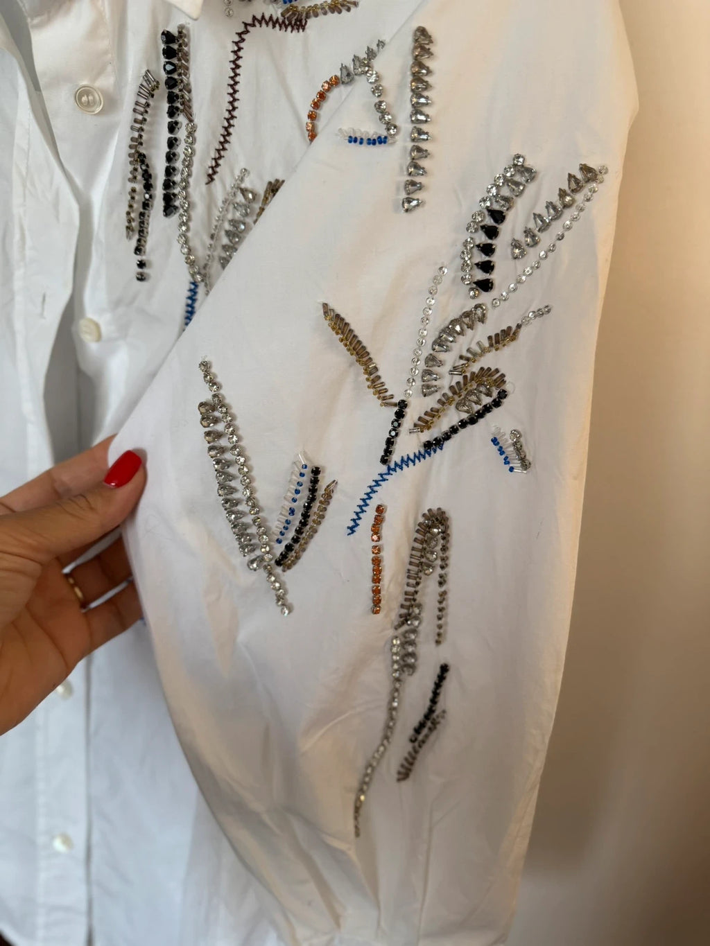 Forte Forte white shirt embroidered with crystals - view 6