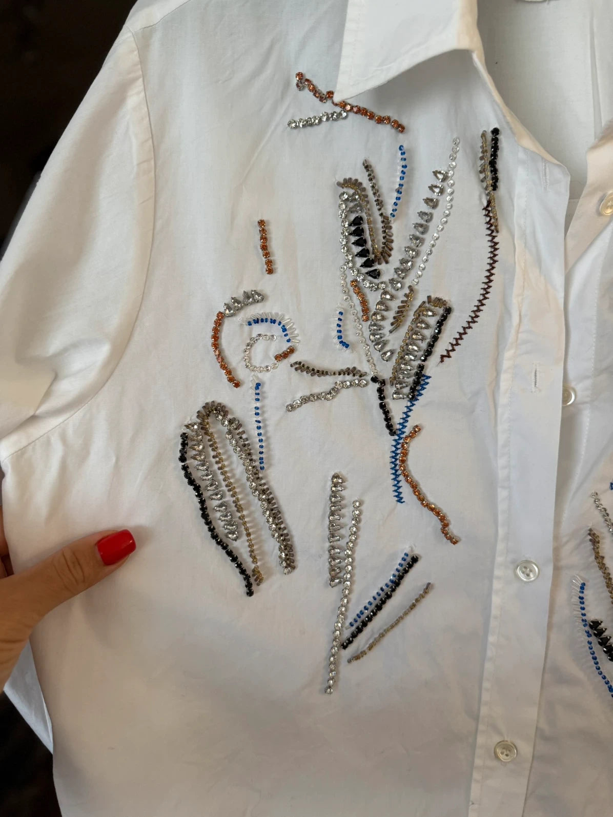Forte Forte white shirt embroidered with crystals - view 5