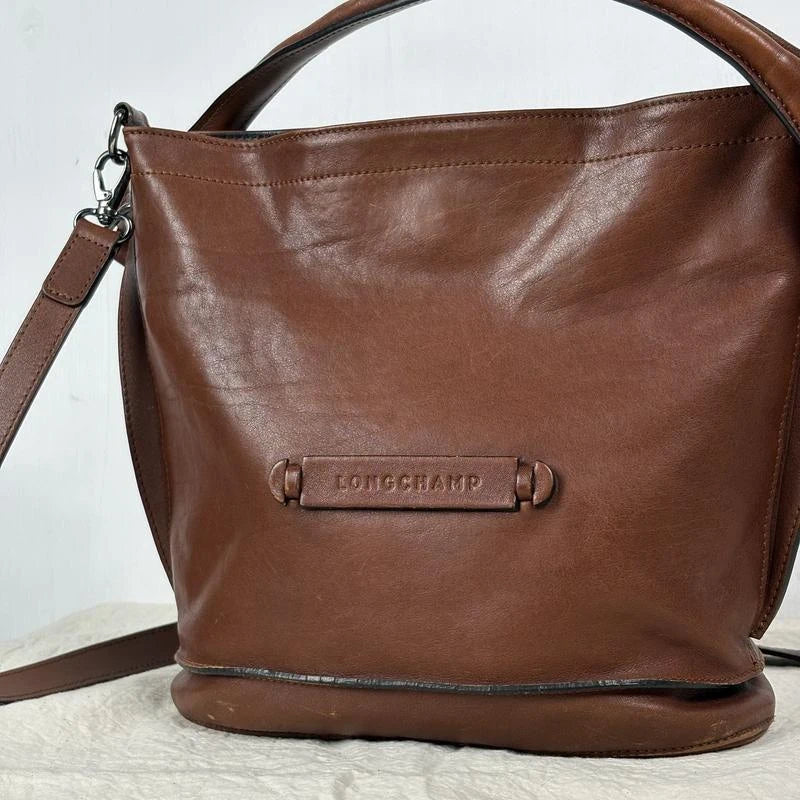 Longchamp 3D brown cognac leather bag