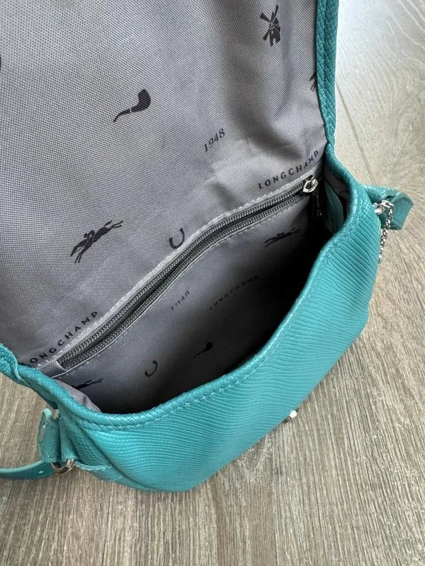 Longchamp quadri blue leather crossbody bag - view 6