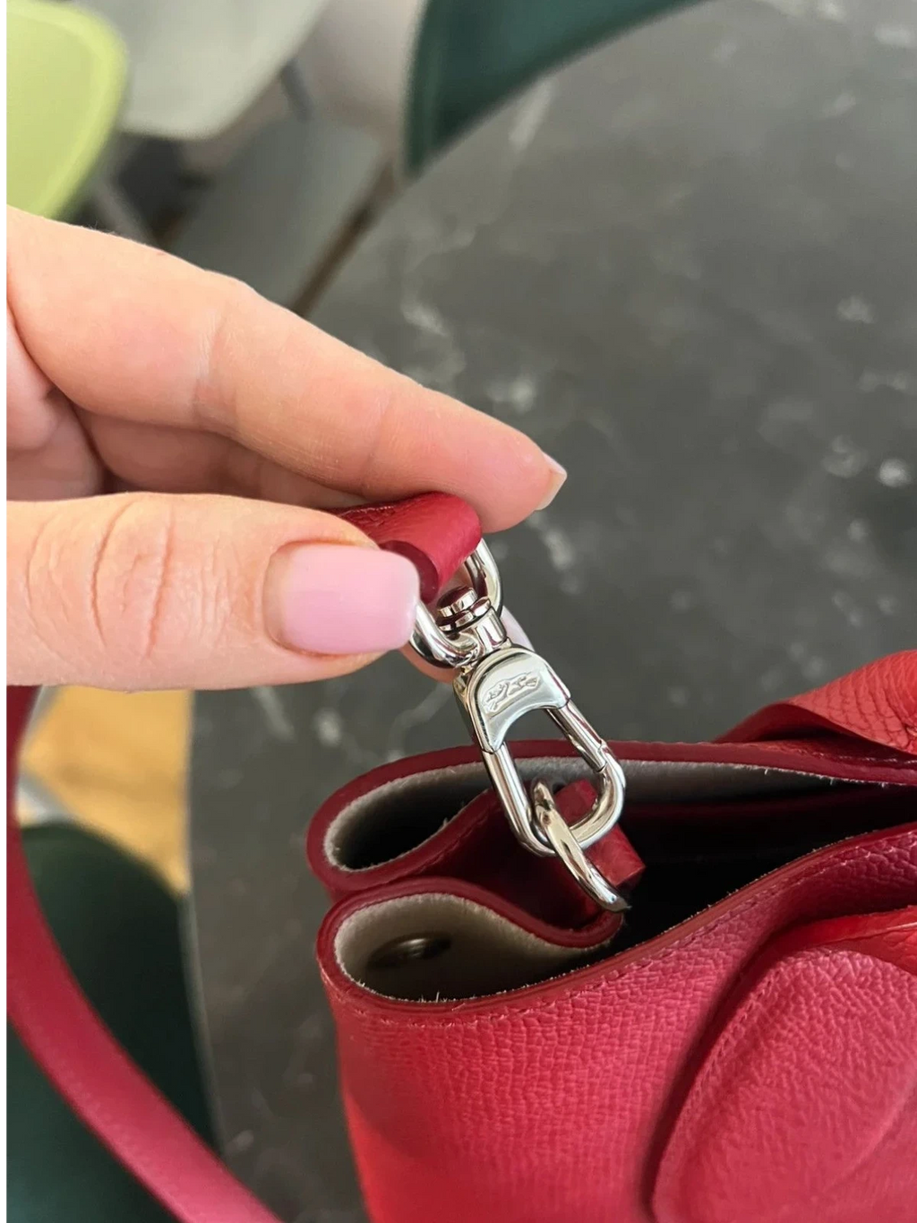 Longchamp roseau burgundy leather bag - view 6
