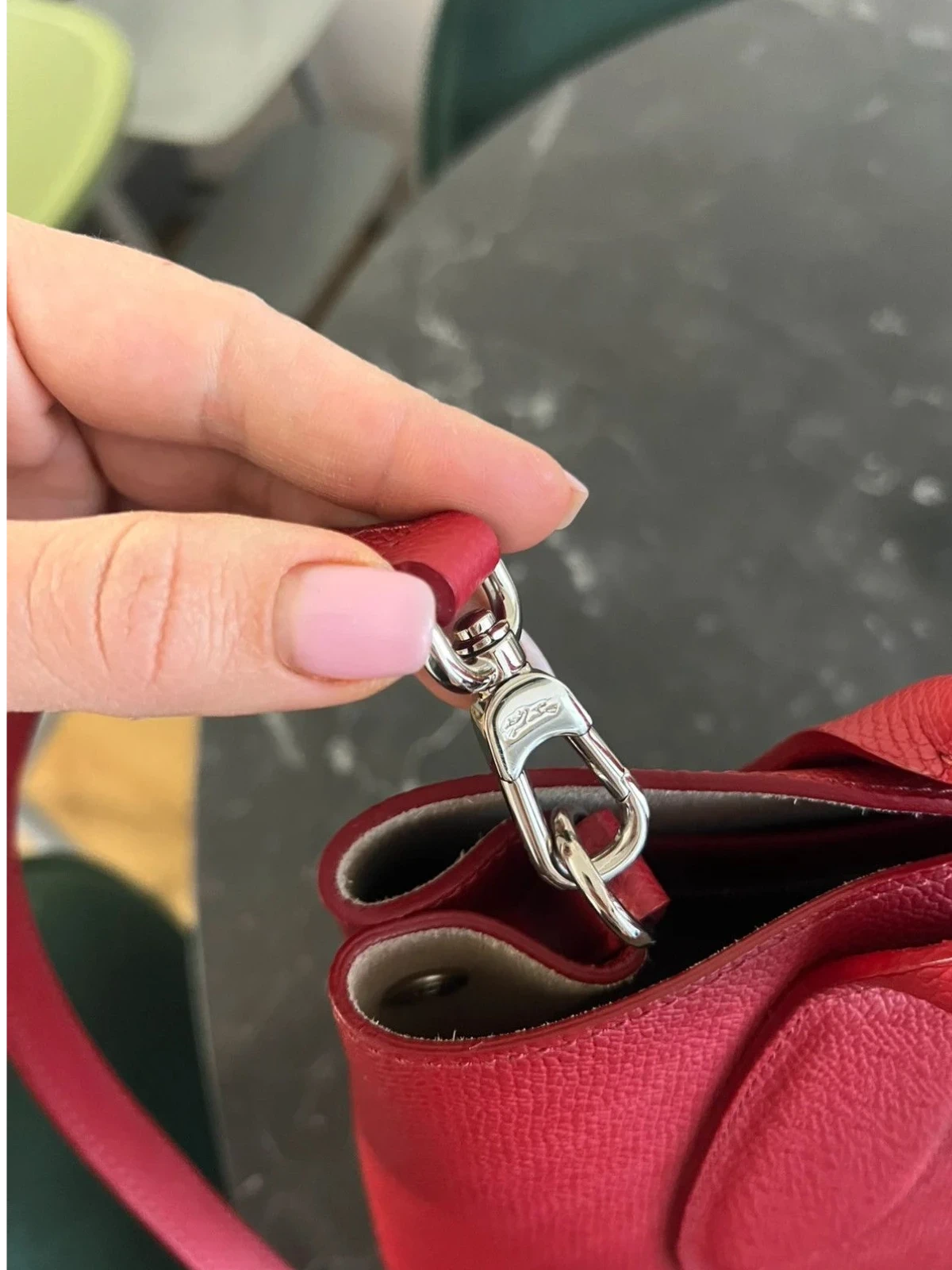 Longchamp roseau burgundy leather bag - view 6