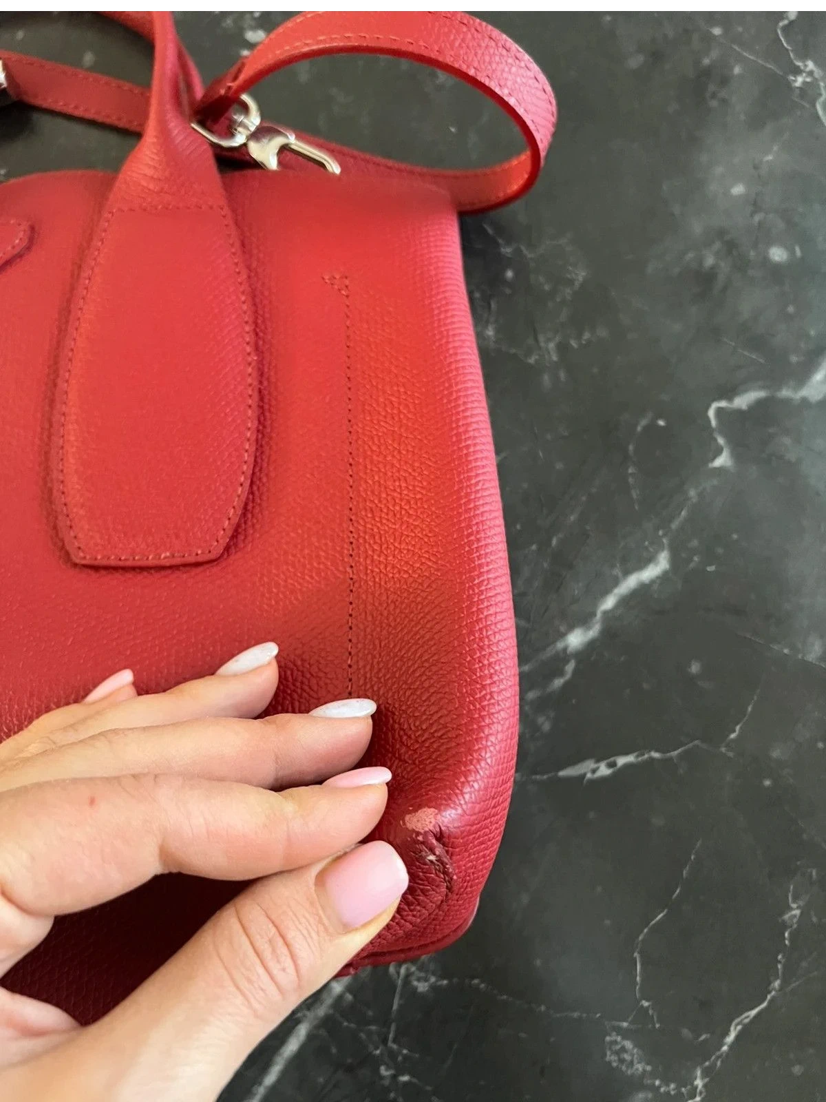 Longchamp roseau burgundy leather bag - view 9