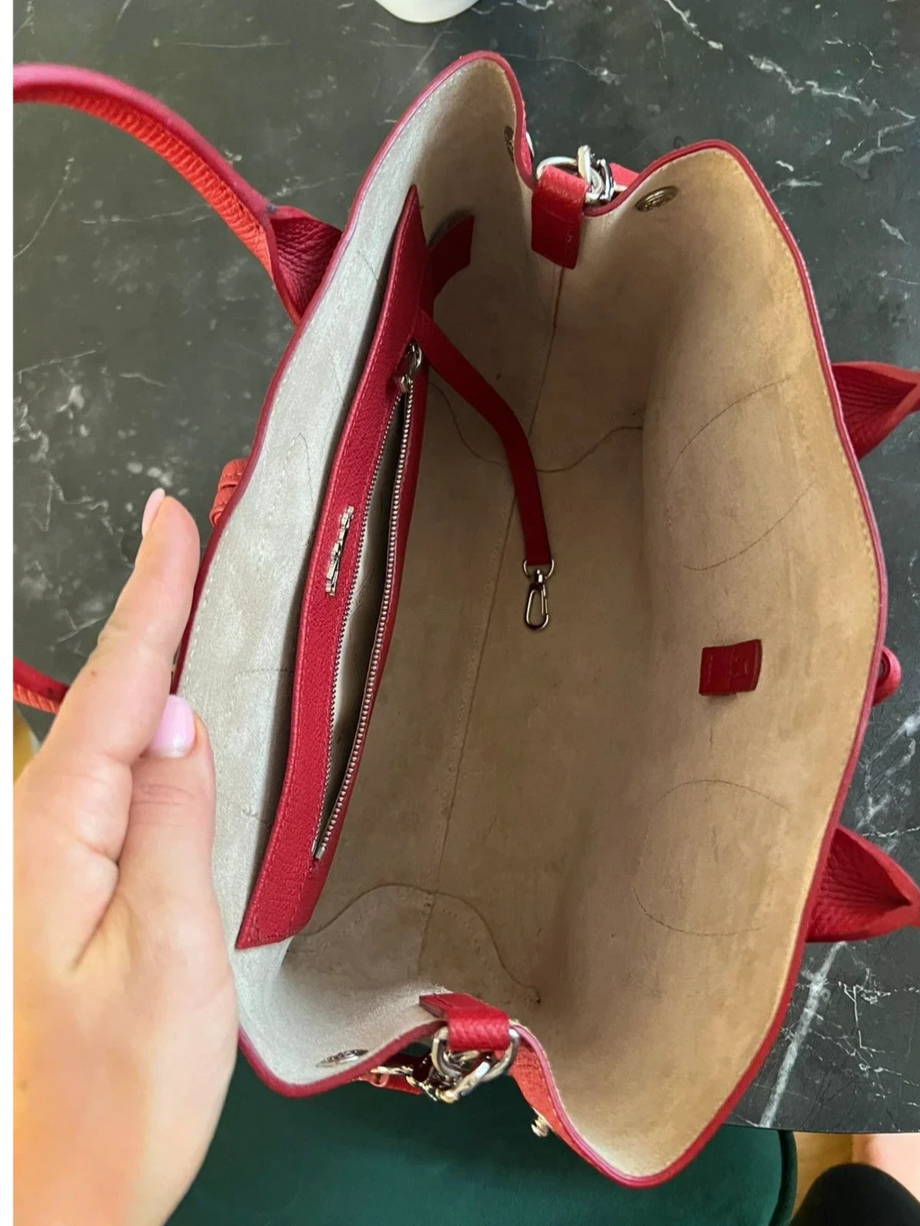 Longchamp roseau burgundy leather bag - view 12
